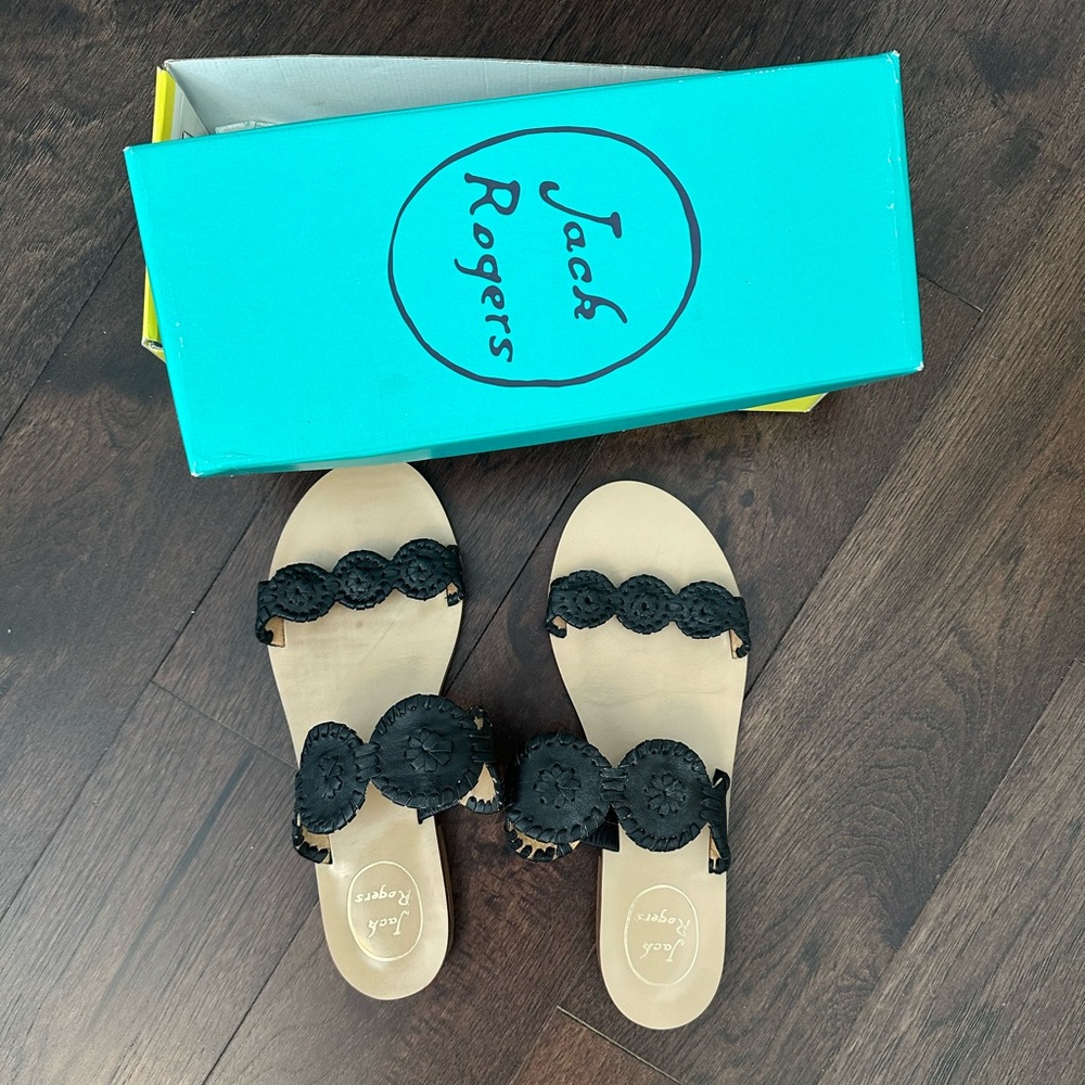 Jack Rogers Lauren II Leather Slide Sandal Black